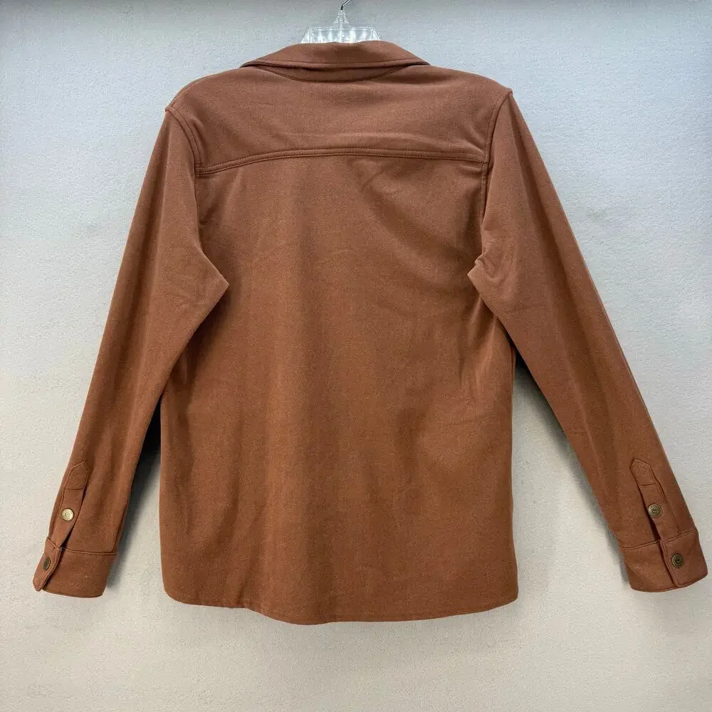 Laguna Shirt Jacket Men's M Brown Snap Front Shacket Fleece Outerwear Preppy - Picture 2 of 11
